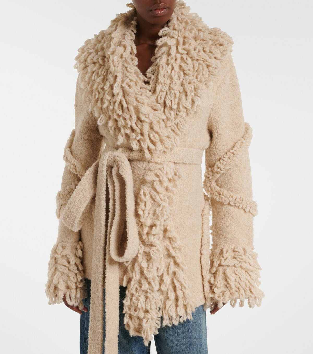 The Attico Fringed wool and cashmere-blend cardigan