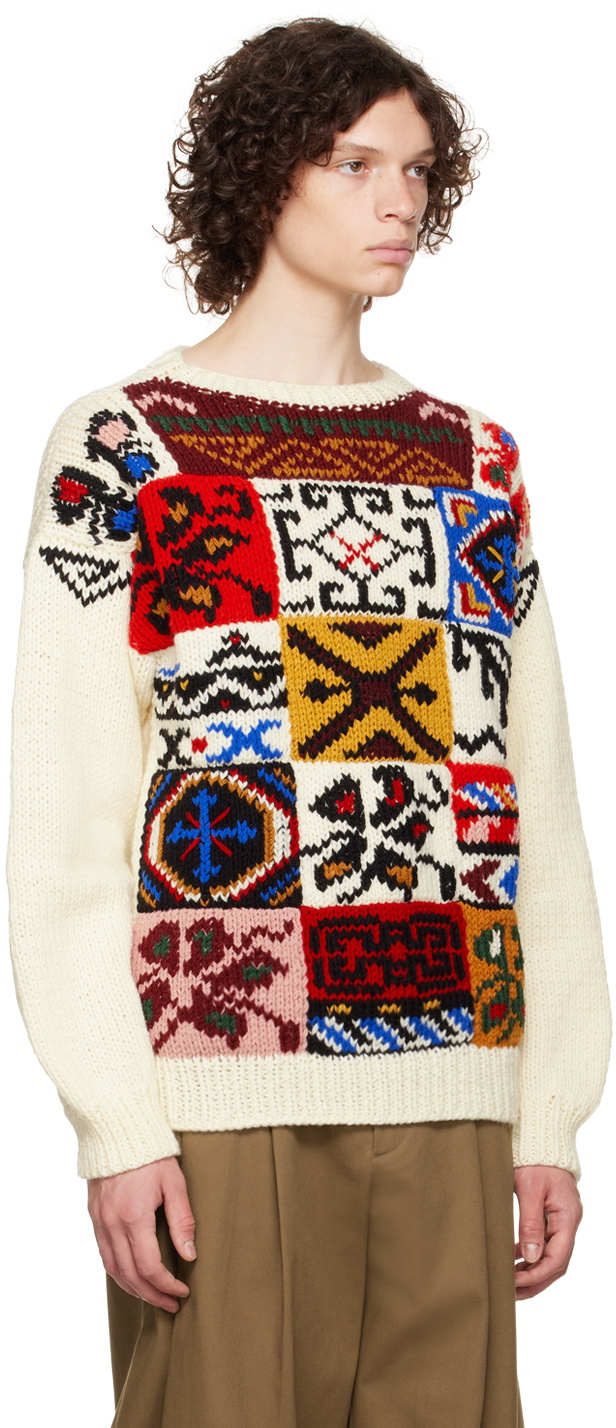 Situationist White Patterned Sweater Situationist