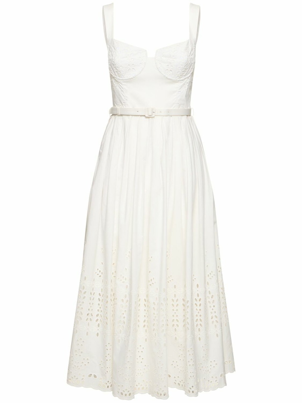 Photo: SELF-PORTRAIT Embroidered Cotton Midi Dress