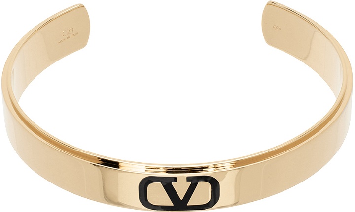 Photo: Valentino Garavani Gold & Black VLogo Signature Cuff Bracelet