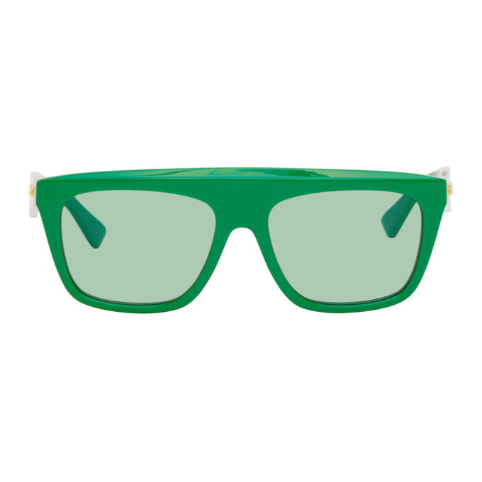 Photo: Bottega Veneta Green Rectangular Sunglasses