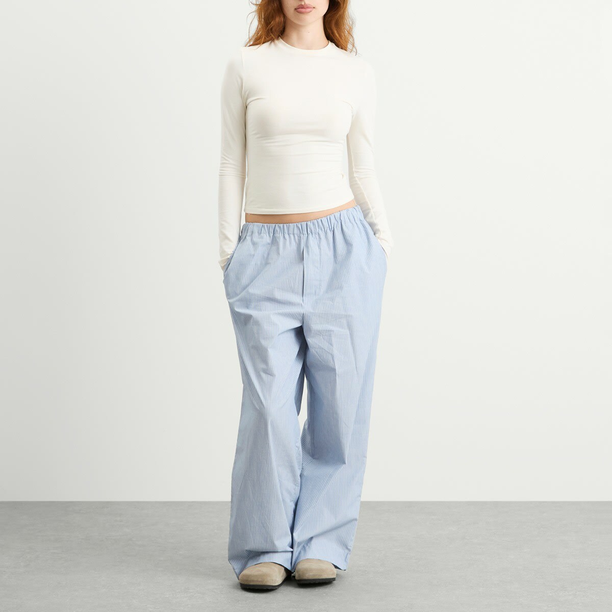 Baserange Women's Claude Stripe Pants in Blue Stripe