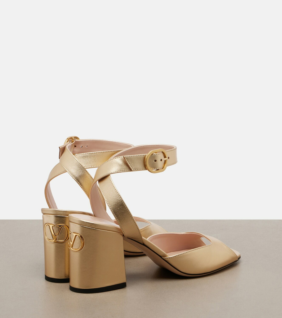 Valentino Garavani Fawcette metallic leather sandals