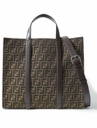 Fendi - Leather-Trimmed Logo-Jacquard Canvas Tote Bag