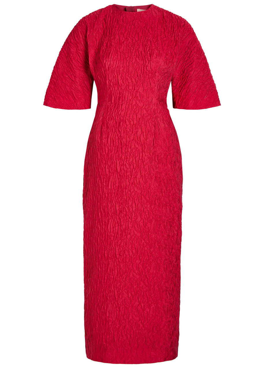 Roksanda Falah Cloqué Midi Dress Red