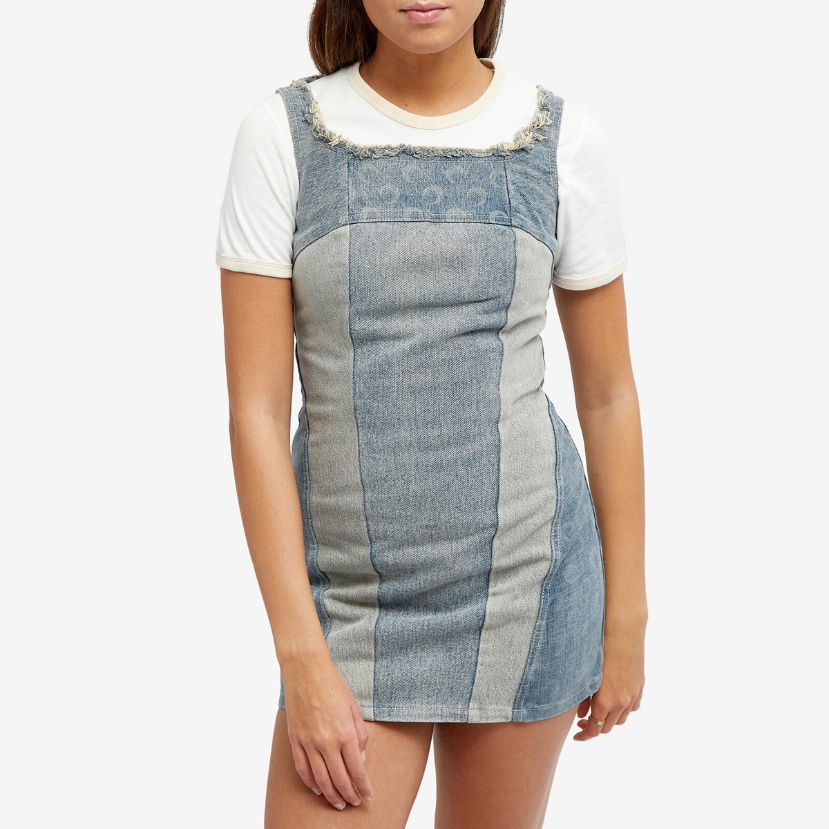 Marine Serre Women's Regenerated Denim Mini Dress in Blue
