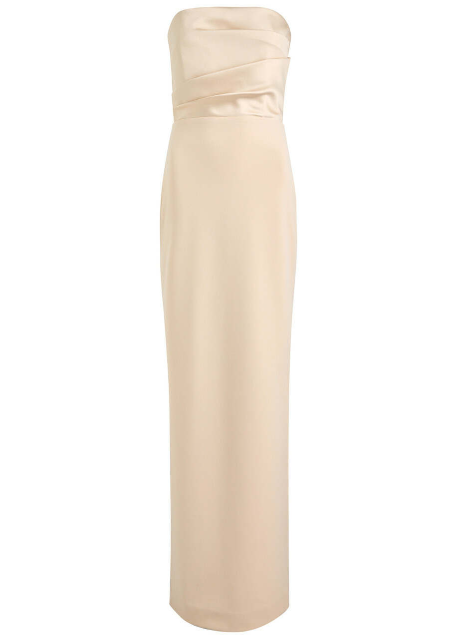 Solace London Afra Strapless Stretch-crepe Gown Cream