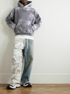 Balenciaga - Logo-Print Distressed Paint-Splattered Cotton-Jersey Hoodie - Gray