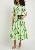 Emilia Wickstead Rhea Floral-print Cotton Midi Skirt Green
