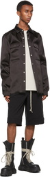 Rick Owens Black Satin Outershirt Jacket