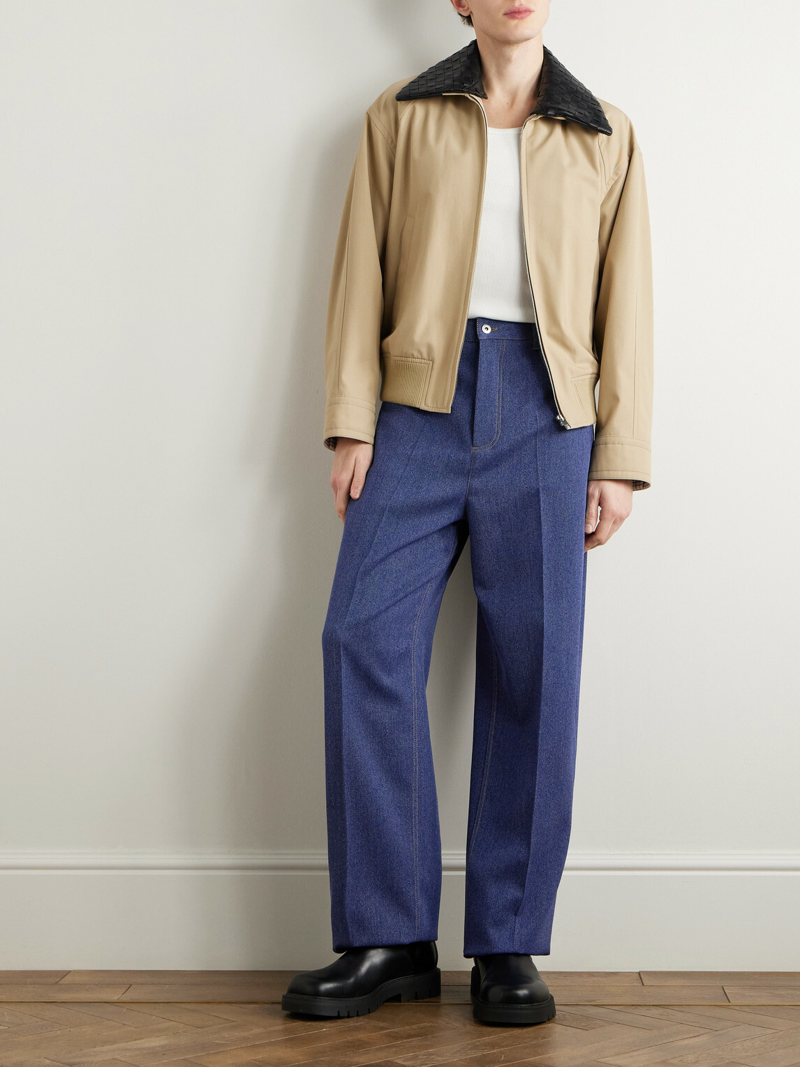Bottega Veneta - Wool and Cotton-Blend Drill Trousers - Blue