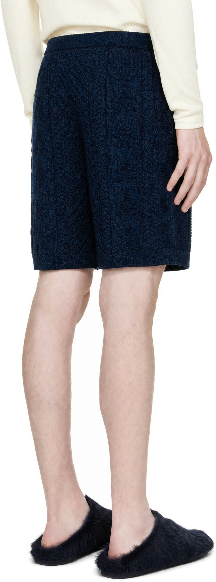 Marni Navy Twisted Cotton Shorts