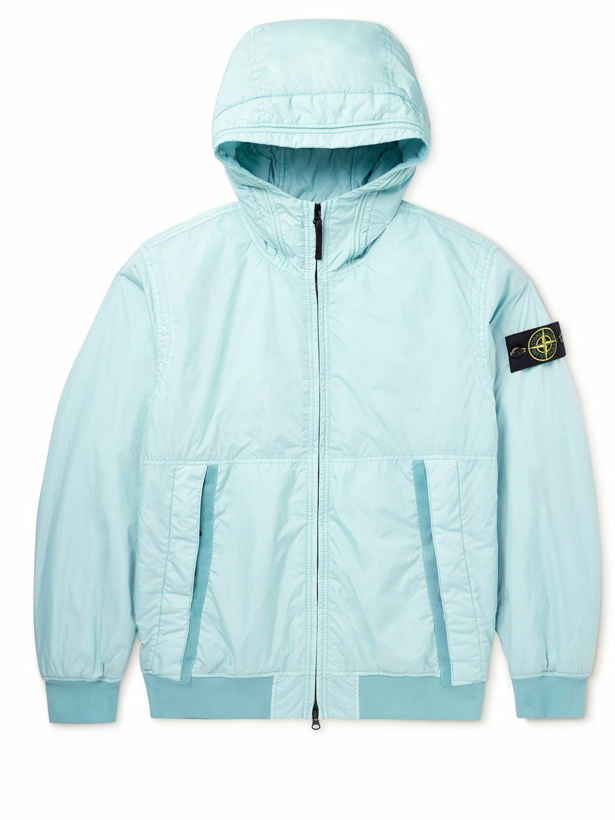 Photo: Stone Island - Garment-Dyed Padded Crinkled Reps Nylon Hooded Jacket - Blue