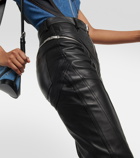 Mugler - Zipped high-waisted leather pants