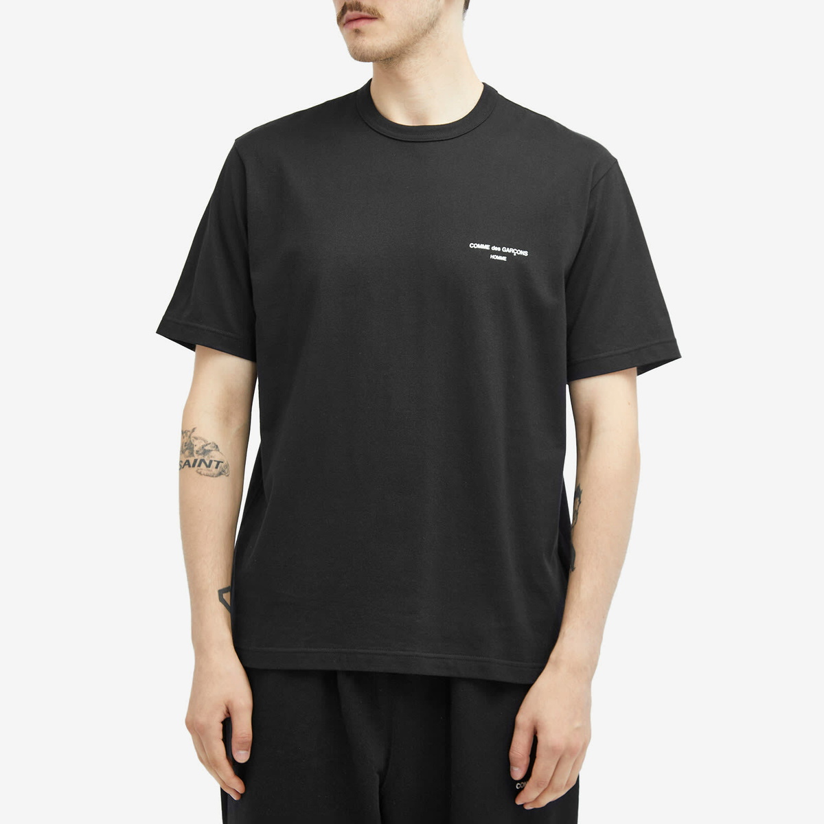 Comme des Garçons Homme Men's Chest Logo T-Shirt in Black