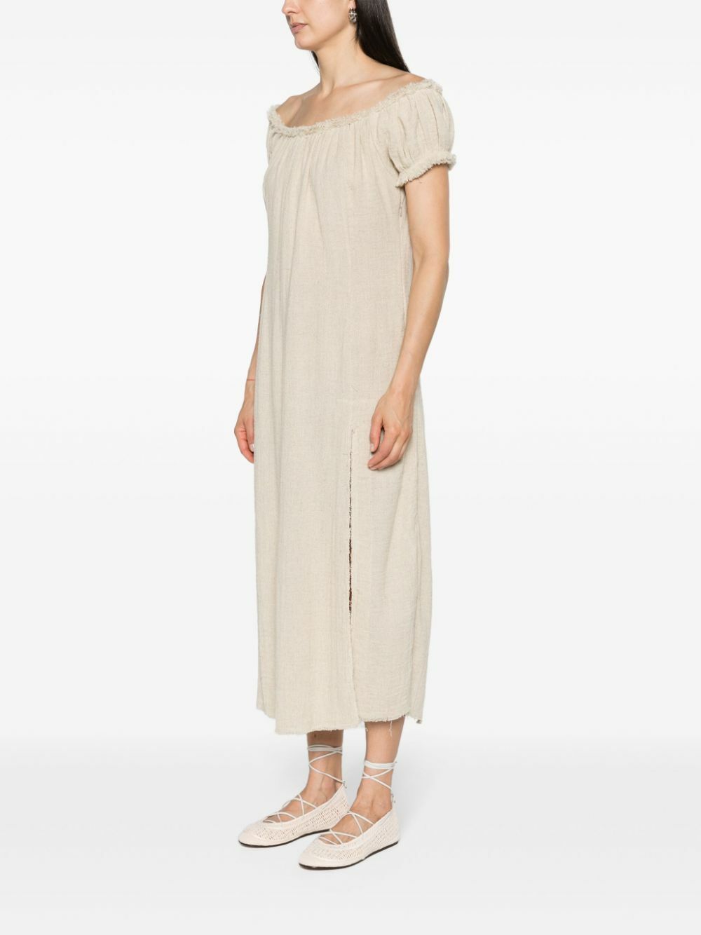 beige off the shoulder midi dress OFF SHOULDER MIDI DRESS IN NUDE | CULT MIA