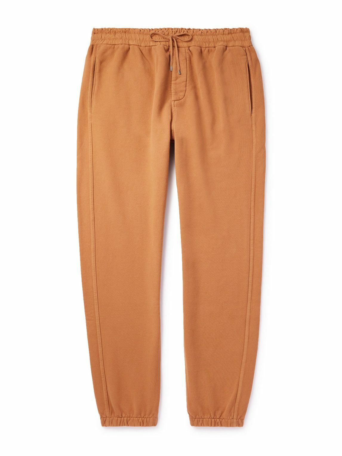 Photo: SAINT LAURENT - Tapered Cotton-Jersey Sweatpants - Orange