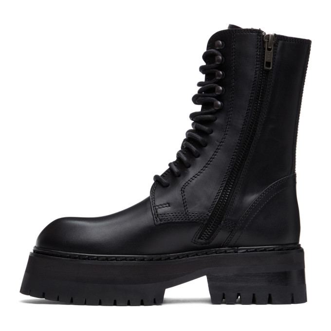 Ann Demeulemeester Black Oversized Sole Tucson Lace-Up Boots Ann