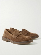 Drake's - Canal Suede Penny Loafers - Brown