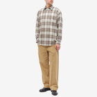 Auralee Men's Superlight Wool Check Shirt in Light Brown Check