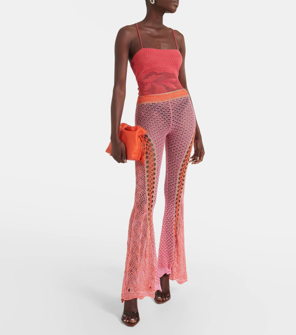 Roberta Einer Open-knit cotton flared trousers