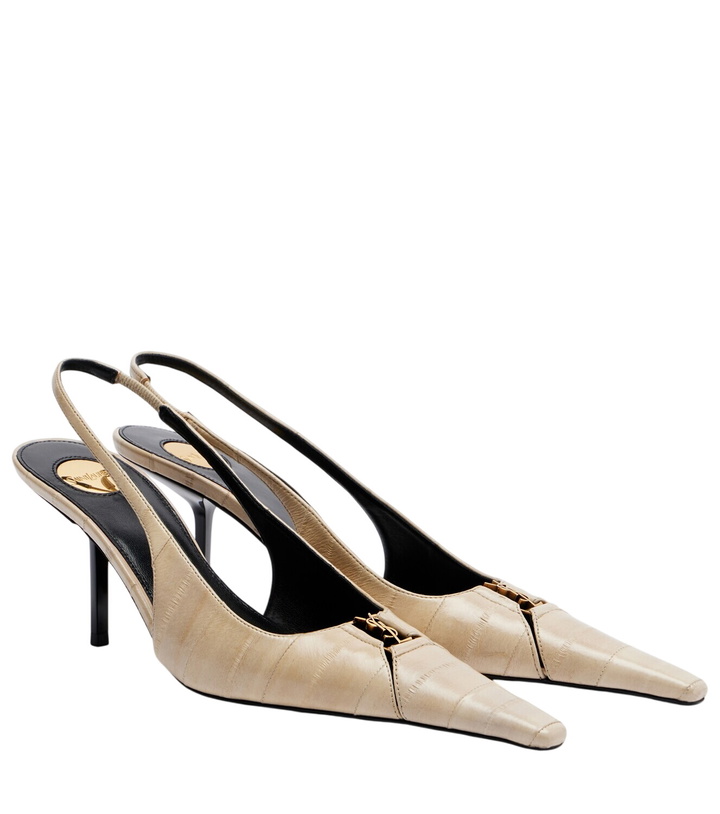 Photo: Saint Laurent Babylone eel leather slingback pumps