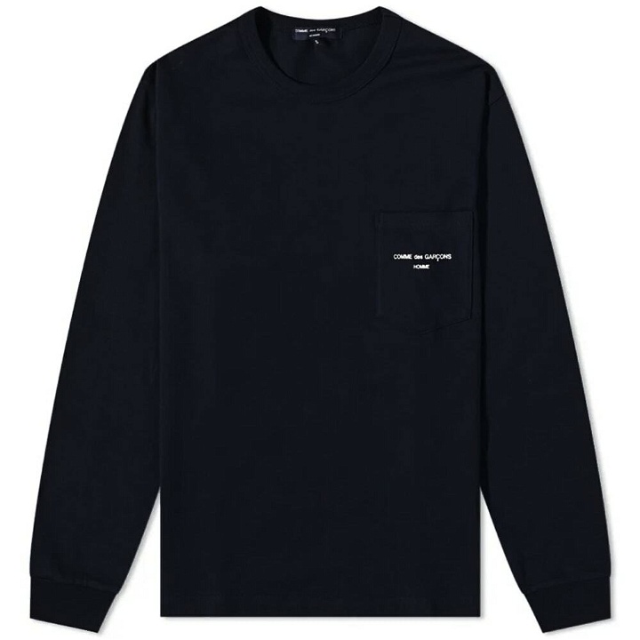 Photo: Comme des Garçons Homme Men's Long Sleeve Logo Pocket T-Shirt in Black