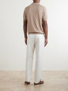 Brunello Cucinelli - Open-Collar Knitted Cotton Polo Shirt - Brown