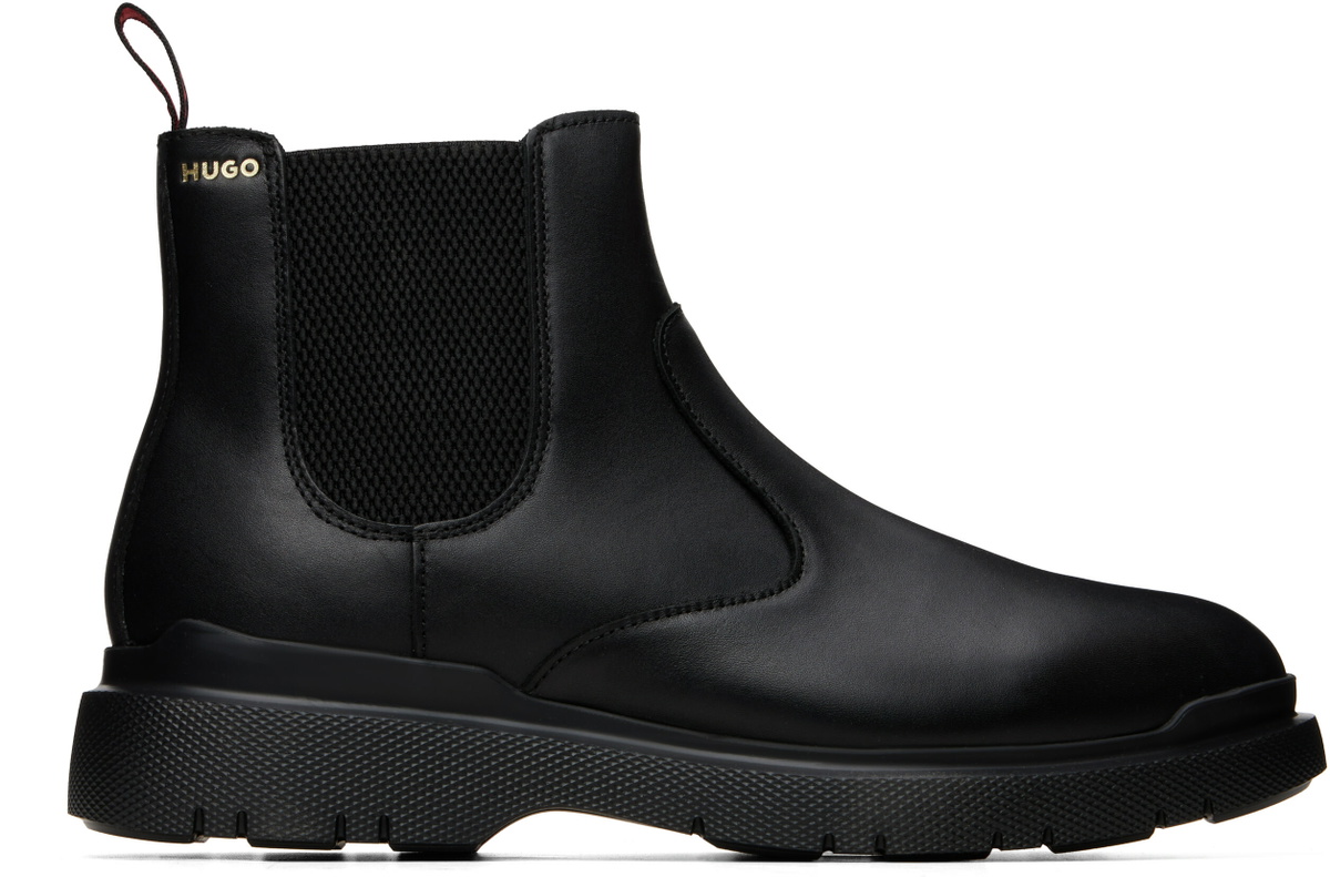 Hugo Black Leather Chelsea Boots