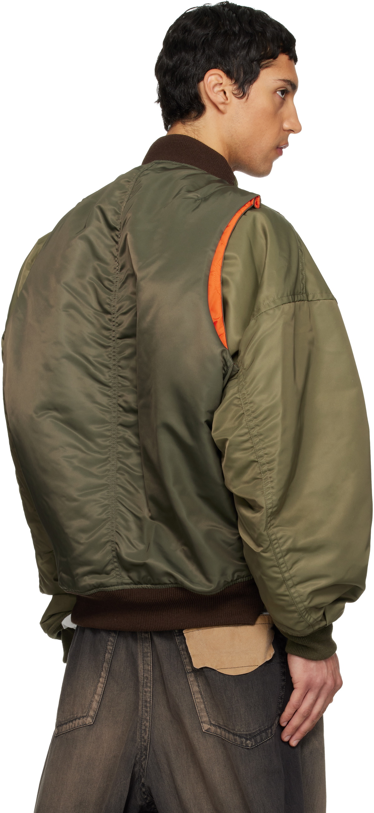 Maison MIHARA YASUHIRO Khaki Vest Combined Flight Bomber Jacket