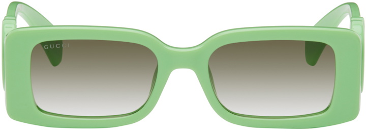 Photo: Gucci Green Rectangular Interlocking G Sunglasses