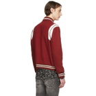 Saint Laurent Red Wool Teddy Bomber Jacket