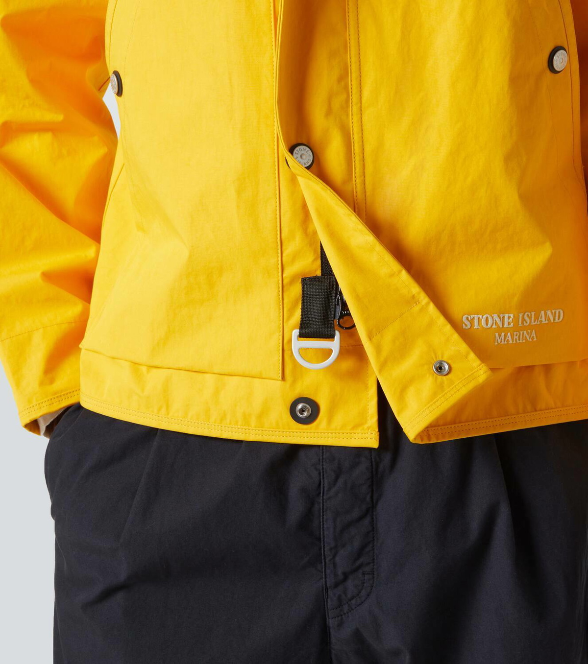 Stone Island Logo laminated cotton poplin raincoat