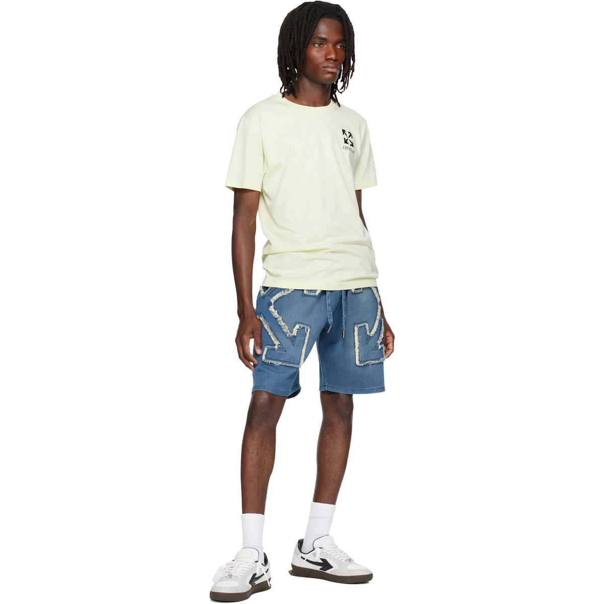 Off-White Blue Distressed Arrow Skate Sweat Shorts