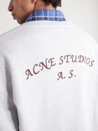 Acne Studios - Embroidered Organic Cotton-Blend Jersey Henley Sweatshirt - Gray
