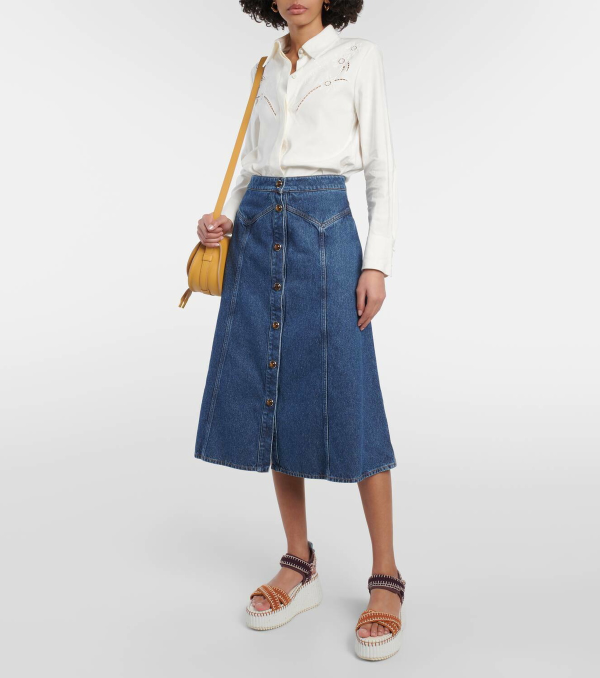 【Chloe】 Nama leather sandals Tan Nama leather platform sandals | CHLOÉ | NET-A-PORTER