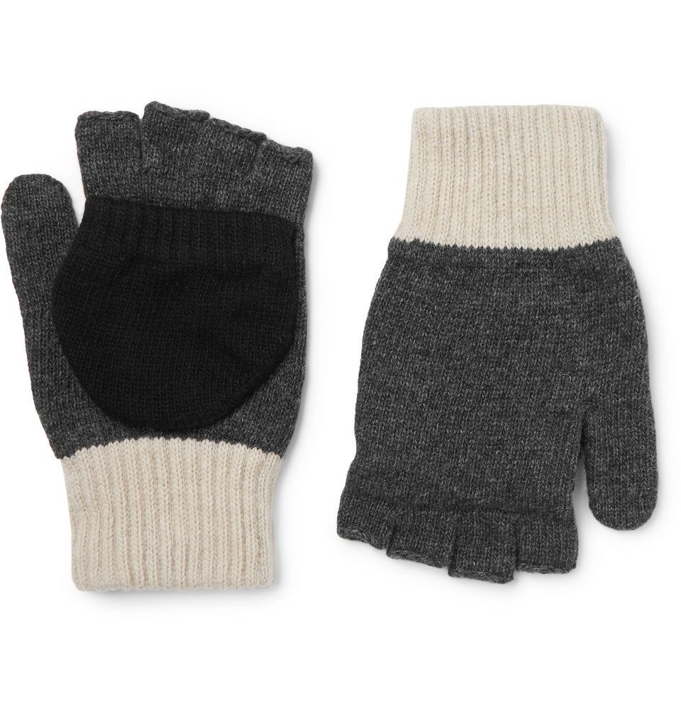 Photo: Oliver Spencer - Oli's Colour-Block Wool-Blend Fingerless Gloves - Gray