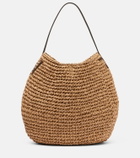 JW Anderson Bulb XL leather-trimmed raffia shoulder bag