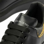 Alexander McQueen Men's Snake Heel Tab Oversized Sneakers in Black/Gold