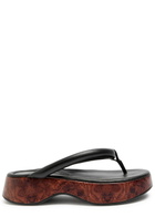Gia Borghini Hazel Wood-effect Leather Flip Flops Black