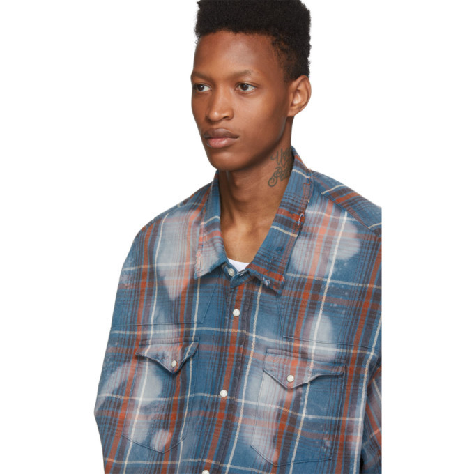 R13 Blue Oversized Plaid Cowboy Shirt R13