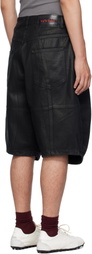 LU'U DAN Black Puffa Denim Shorts
