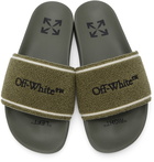 Off-White Khaki Towel Logo Slides