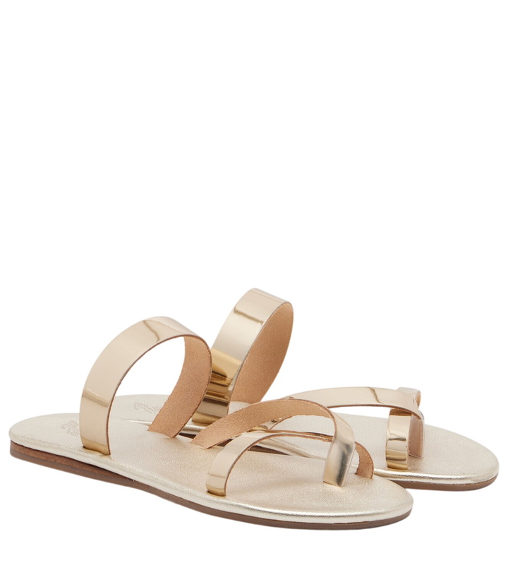 Photo: Ancient Greek Sandals Daphnae metallic leather sandals