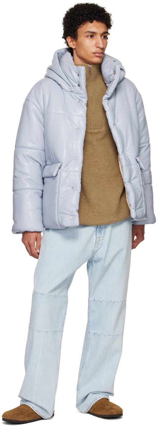 Nanushka Blue Hide Vegan Leather Puffer Jacket