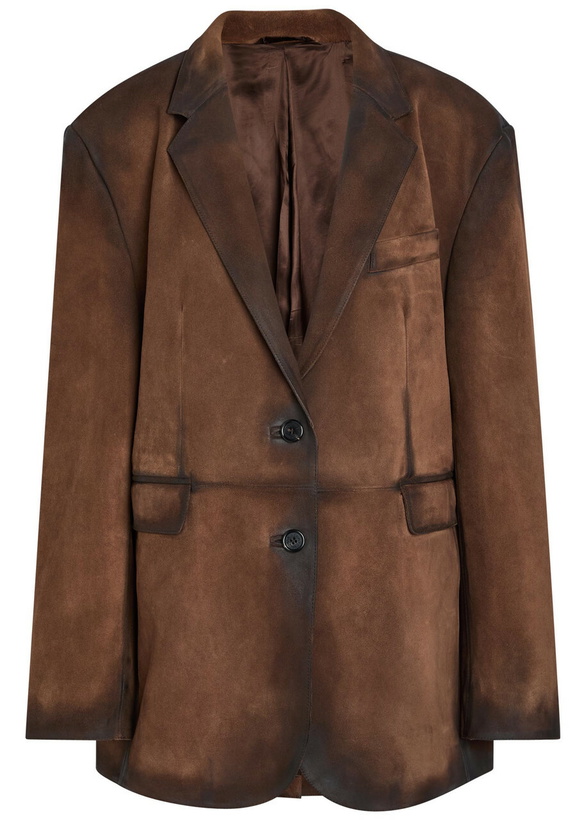 Photo: Acne Studios Distressed Suede Blazer Brown