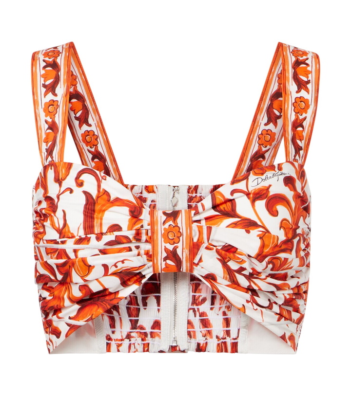 Photo: Dolce&Gabbana Majolica cotton poplin crop top