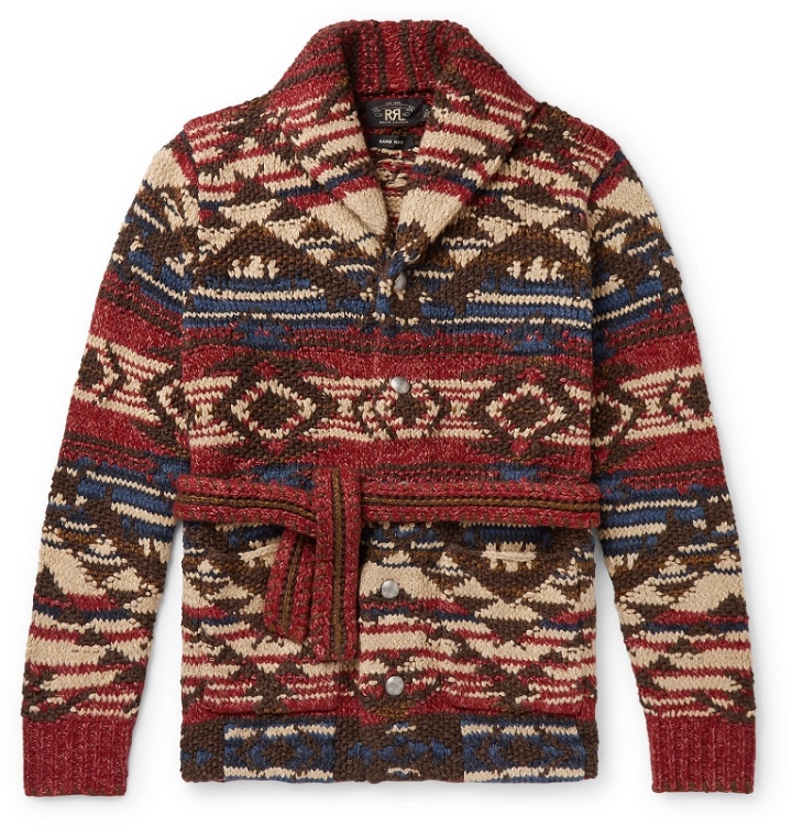 Photo: RRL - Linen, Wool, Cotton and Silk-Blend Jacquard Cardigan - Red