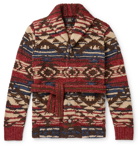 RRL - Linen, Wool, Cotton and Silk-Blend Jacquard Cardigan - Red