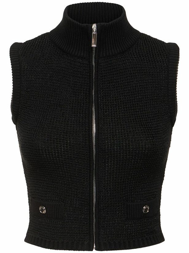 Photo: ALESSANDRA RICH High Neck Sequined Knit Vest with zip
